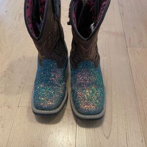 Sparkly Blue and Brown Kids Boots